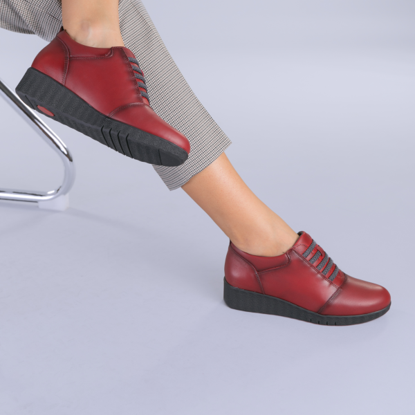 Всекидневни обувки от естествена кожа Zenda цвят грена, 3 - Kalapod.bg